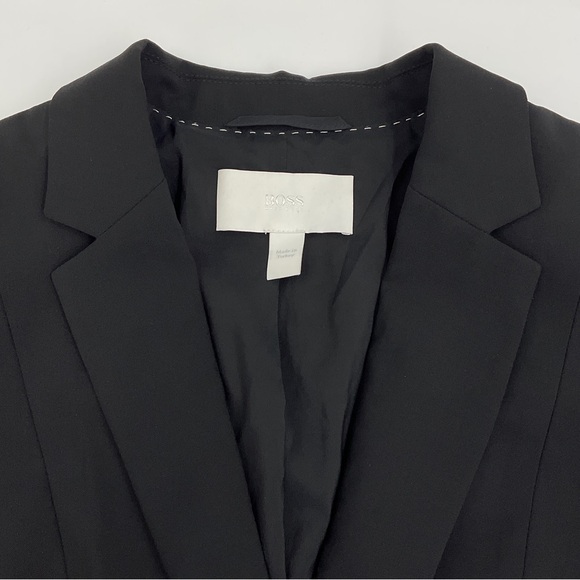 Hugo Boss RARE Jaru Italian Stretch Wool Blazer Black Tailored Tapered EUC US 6 - Picture 13 of 16